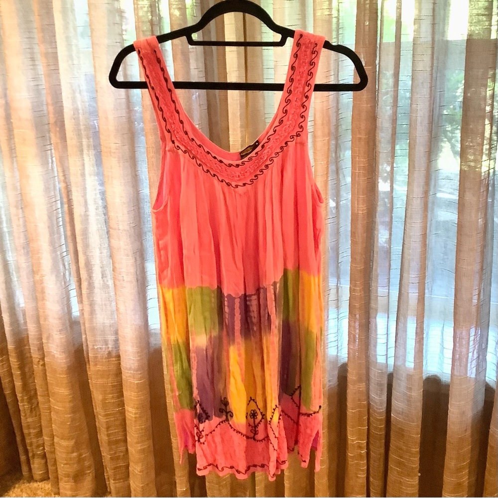 Rima beachwear colorful tie dye  Sundress Coverup Top One size